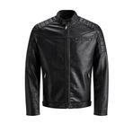 Jack & Jones Jack Jones Biker Erkek Siyah Deri Ceket -