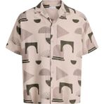Jack & Jones Jack Jones Erkek Desenli Yazlık Kısa Kollu Gömlek 12290408 - Krem