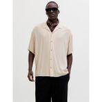 Jack & Jones Jack Jones Erkek Viskon Rahat Kesim Kısa Kollu Gömlek 12288852 - Krem