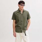 Jack & Jones Jack&jones Breeze Linen Blend Erkek Haki Klasik Yaka Gömlek - XL