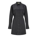 Jack & Jones Jack&jones Gömlek Elbise, XS, JXKIMMIE SATIN LS SHORT SHIRT DRESS, Siyah, Kadın