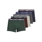 JACK & JONES Jacoliver 5'li Paket Boxer, M, 12165348, Dark Grey Melange Detail:Sea Moss - Port royal - Navy blazer -Light grey melange, Erkek