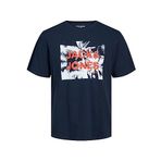 JACK & JONES Jcosalty Tee Ss Crew Neck FST erkek tişörtü, Lacivert (Navy Blazer), M