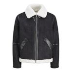 JACK & JONES JJCOLE AVIATOR JACKET Erkek Mont/Ceket Black Detail:ANTIQUE WHITE TEDDY M M