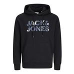 JACK & JONES JJEBRYAN CORP LOGO SWEAT HOOD NOOS Erkek Kapüşonlu Sweatshirt, Black, L