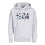 JACK & JONES JJEBRYAN CORP LOGO SWEAT HOOD NOOS Erkek Kapüşonlu Sweatshirt, White Melange, M