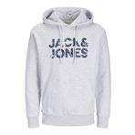 JACK & JONES JJEBRYAN CORP LOGO SWEAT HOOD NOOS Erkek Kapüşonlu Sweatshirt, White Melange, XL