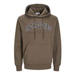 JACK & JONES JJECALEB VARSITY SWEAT HOOD NOOS Erkek Sweatshirt, Canteen, L
