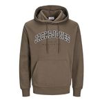 JACK & JONES JJECALEB VARSITY SWEAT HOOD NOOS Erkek Sweatshirt, Canteen, M