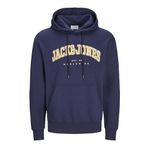 JACK & JONES JJECALEB VARSITY SWEAT HOOD NOOS Erkek Sweatshirt, Navy Blazer, M