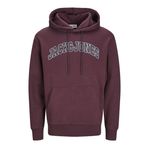 JACK & JONES JJECALEB VARSITY SWEAT HOOD NOOS Erkek Sweatshirt, Vineyard Wine, XL