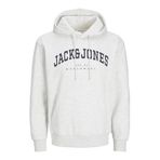 JACK & JONES JJECALEB VARSITY SWEAT HOOD NOOS Erkek Sweatshirt, White Melange, XL