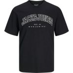Jack & Jones JJECALEB VARSITY TEE SS Siyah Erkek Kısa Kol T-Shirt Trend İnce Dokuma Kumaş - 3XL