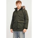 Jack & Jones JJECONSTRUCT FAUX FUR PAR Haki Erkek Uzun Kaban - L