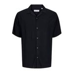 JACK & JONES JJEJEFF SOLID RESORT SHIRT S/S SN Erkek Gömlek, Black, S