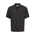 JACK & JONES JJEJEFF STRIPE RESORT SHIRT SS SN Erkek Gömlek, Black, XL
