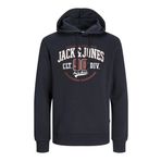 JACK & JONES JJELOGO SWEAT HOOD 2 COL 24/25 NOOS Erkek Sweatshirt, Dark Navy, L