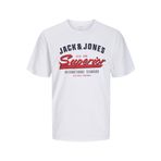 JACK & JONES JJELOGO TEE SS O-NECK 2 COL SS25 SN Erkek Tişört, White, XXL