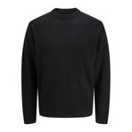 JACK & JONES JJESOHO Ollie Knit Crew Neck SN Erkek Örgü Kazak Siyah Basics, Sokak Giyimi, Siyah, M