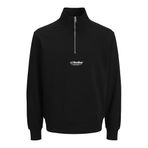 Jack & Jones Jjesoho Sweat Quarter Zip Hn Noos Sweat, L, 12278793, Black, erkek