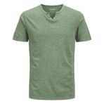 JACK & JONES JJESPLIT Erkek Basic T-Shirt V Yaka Kısa Kollu Jarse Pamuklu Tişört Düğmeli, Iceberg Green., S