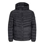 JACK & JONES JJESPRINT PUFFER HOOD NOOS Erkek Kapitone Ceket, Siyah, M