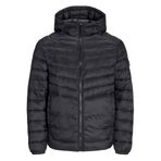 JACK & JONES JJESPRINT PUFFER HOOD NOOS Erkek Kapitone Ceket, Siyah, XXL