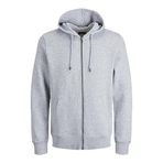 Jack & Jones Jjestar Basic Sweat Zip Hood Noos Light Grey Melanj Erkek Sweatshirt
