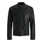JACK & JONES JJEWARNER JACKET NOOS Erkek Suni deri ceket, Siyah, XL