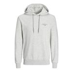 JACK & JONES JJFERRIS SWEAT HOOD Erkek Sweatshirt, White Melange, L