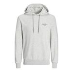 JACK & JONES JJFERRIS SWEAT HOOD Erkek Sweatshirt, White Melange, XXL