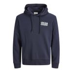 JACK & JONES JJGEPLAS SWEAT HOOD LN Erkek Sweatshirt Sky Captain Print:Small print M
