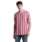 JACK & JONES, JJJEFF RESORT STRIPE SHIRT SS RELAXED, Gömlek, Erkek, Koyu Pembe, S