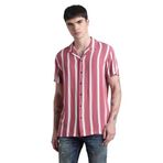 JACK & JONES, JJJEFF RESORT STRIPE SHIRT SS RELAXED, Gömlek, Erkek, Koyu Pembe, XL
