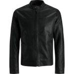 Jack & Jones Jjwarner Erkek Uzun Kollu PU Deri Mont Siyah Düz 2XL Kalıp Özelliği