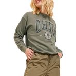 Jack & Jones JJXX Bisiklet Yaka Baskılı Koyu Yeşil Sweatshırt, XS, 12243545, Dusty Olive, kadın