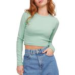 Jack & Jones JJXX Jxfeline Str LS Rib Tee JRS Noos Grayed Jade Kadın T-shirt