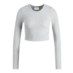 Jack & Jones JJXX Jxfeline STR LS Rib TEE JRS Noos Light Grey Melange Kadın T-shirt