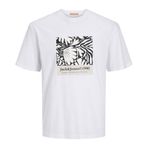 Jack & Jones Jormarbella AOP Branding Tee Ss Crew NEC Beyaz Siyah Bej Erkek T-shirt