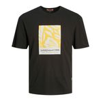Jack & Jones Jormarbella Aop Branding Tee Ss Crew Nec Siyah Sarı Beyaz Erkek T-shirt