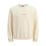 JACK & JONES Jornorrebro Emb Sweat Crew Noos Sweatshirt, XXL, 12282893, Antique White, erkek