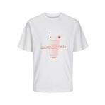 Jack & Jones Jorplasma Tee Ss Crew Neck Styd Parlak Beyaz Baskı Milkshake Erkek T-shirt