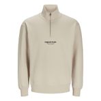 JACK & JONES Jorvesterbro Sweat Quarter Zıp Sweatshirt, S, 12241777, Moonbeam, erkek