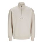 JACK & JONES Jorvesterbro Sweat Shirt Quarter Zip, L, 12241777, Moonbeam, erkek