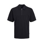 Jack & Jones Jprblaholst Ss Zip Siyah Polo Erkek T-shirt