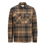 JACK & JONES JPRRAYMOND MELANGE CHECK LS OVERSHIRT SN Erkek Gömlek, Kahverengi, M