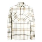 JACK & JONES JPRRAYMOND MELANGE CHECK LS OVERSHIRT SN Erkek Gömlek, Kirli Beyaz, L