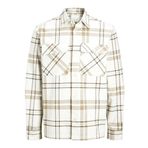 JACK & JONES JPRRAYMOND MELANGE CHECK LS OVERSHIRT SN Erkek Gömlek, Kirli Beyaz, S