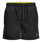 JACK & JONES JPSTFIJI JJSWIM SOLID S M L XL XXL Erkek Mayosu Yüzme Şortu, Siyah/Detay: Düz., S