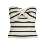 JACK & JONES JXLINNEA BANDEAU TWIST TOP JRS Kadın Tişört Black Stripes:Vanilla Ice XS